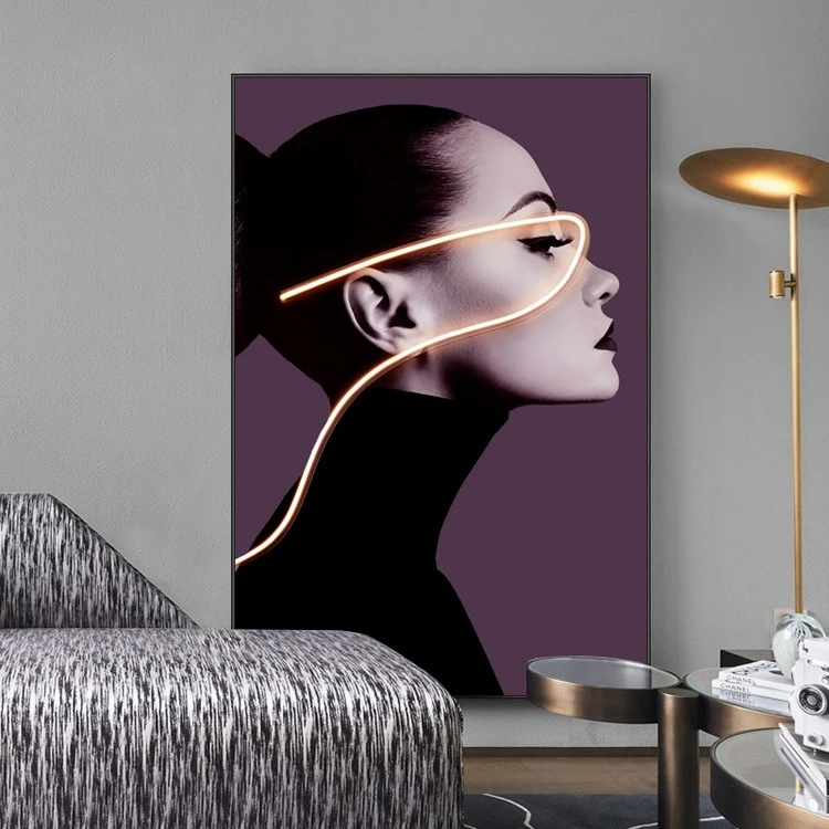 Modern light luxury minimalist figure wall paintings, large-sized decorative paintings for modern living rooms, industrial-style super-large floor-to-ceiling wall paintings detail image 5