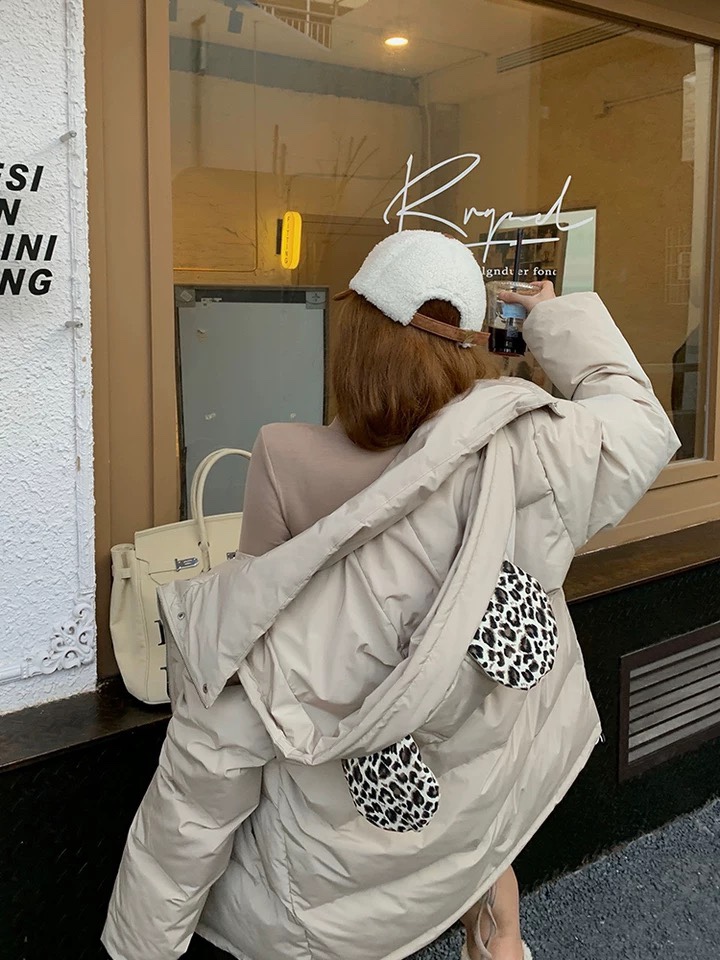 小熊耳朵行走的小暖炉棉服帽子可拆卸