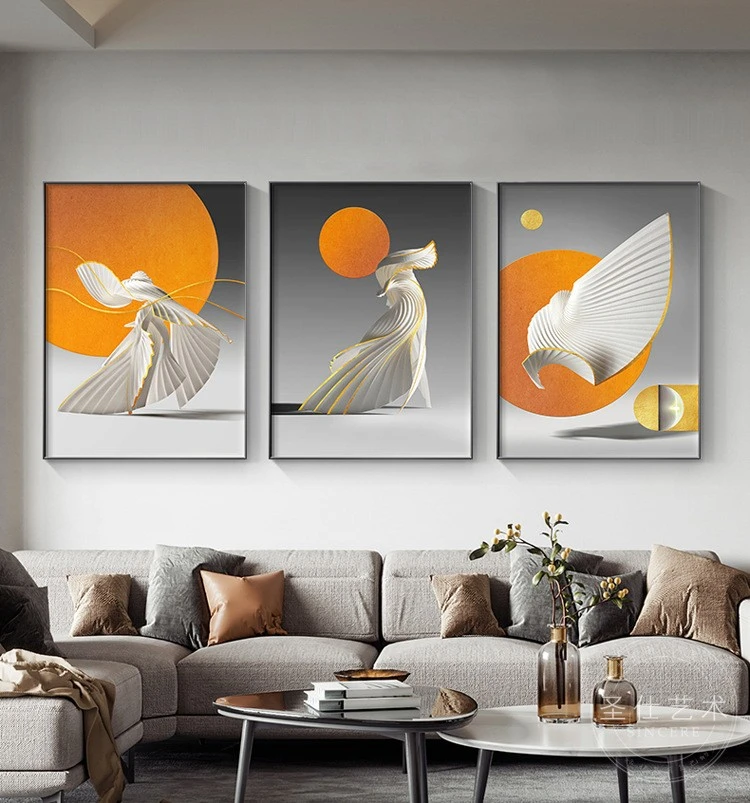 Modern and simple decorative paintings for the entrance foyer, orange minimalist background wall paintings for the living room, and light luxury corridor hanging paintings detail image 8