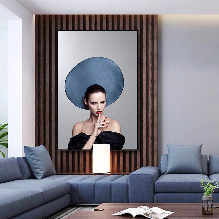 Modern light luxury Italian-style entrance hall, grand beauty decorative paintings, corridor murals, Nordic sofa background wall, living room hanging paintings detail image 16