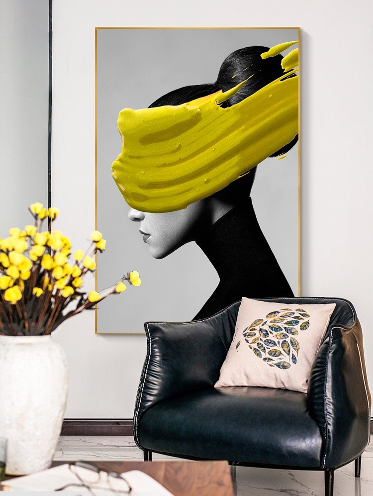Modern light luxury minimalist figure wall paintings, large-sized decorative paintings for modern living rooms, industrial-style super-large floor-to-ceiling wall paintings detail image 9