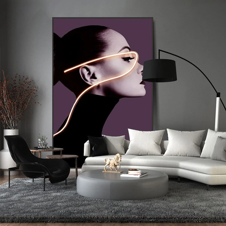 Modern light luxury minimalist figure wall paintings, large-sized decorative paintings for modern living rooms, industrial-style super-large floor-to-ceiling wall paintings detail image 10