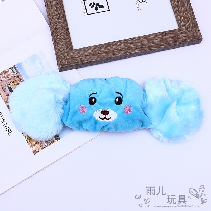 毛绒卡通口罩 二合一耳罩口罩配套毛绒刺绣小熊口罩【外贸专供】详情图4