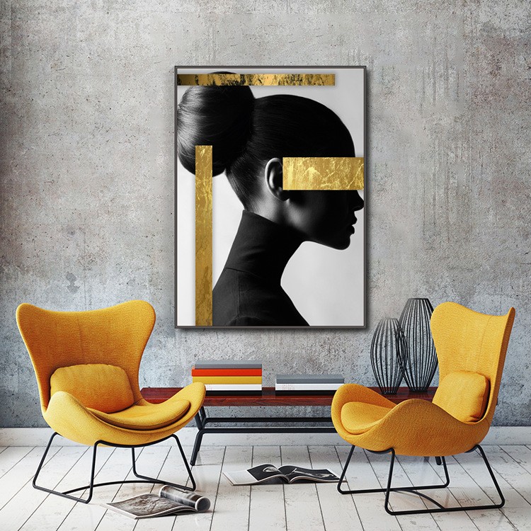 Modern light luxury minimalist figure wall paintings, large-sized decorative paintings for modern living rooms, industrial-style super-large floor-to-ceiling wall paintings detail image 4