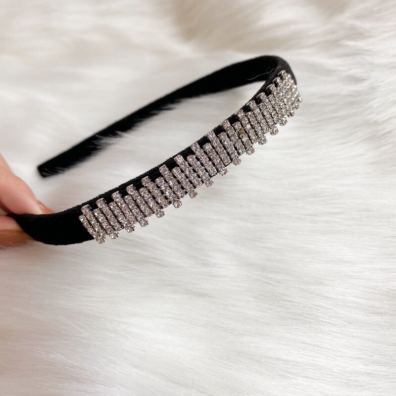 Vintage velvet headband black thumbnail