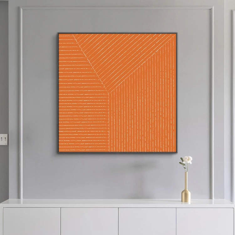 Modern, light luxury and minimalist Nordic decorative paintings with blue, white and yellow lines, bedroom and living room wall paintings, hotel murals and entrance paintings detail image 9
