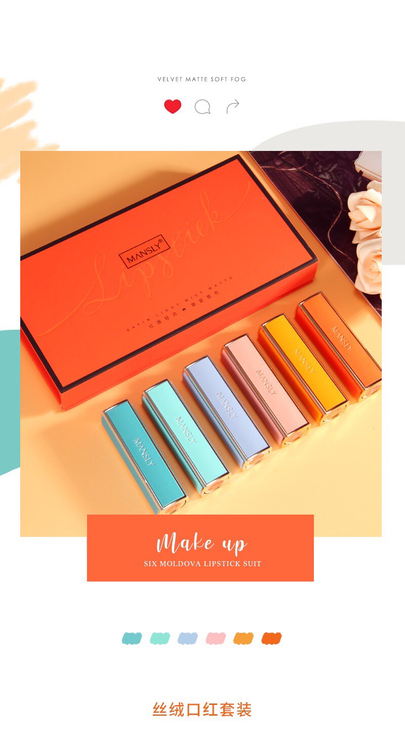 Mansili Color Mofang Velvet Lipstick 💄M-198A one box of ⑥ sticks, no color clash every day *⸜(•ᴗ•)⸝* One touch of color on the lips, presenting a charming beauty undefined