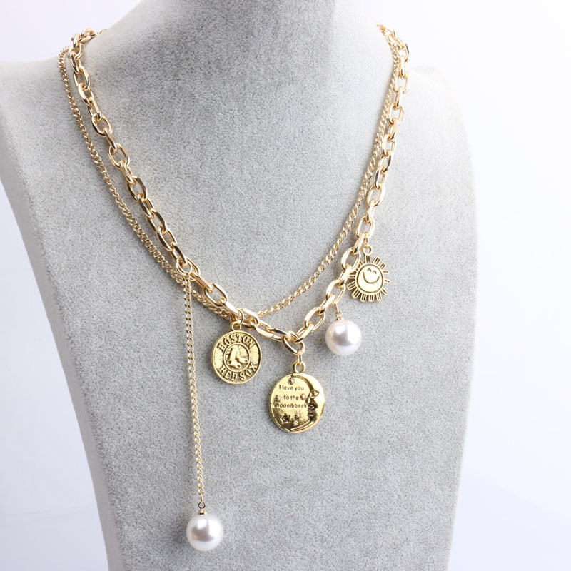 Sun Smile tassel necklace, short and versatile, multi-layered popular pearl collarbone chain sweater in Dongdaemun, South Korea detail image 4