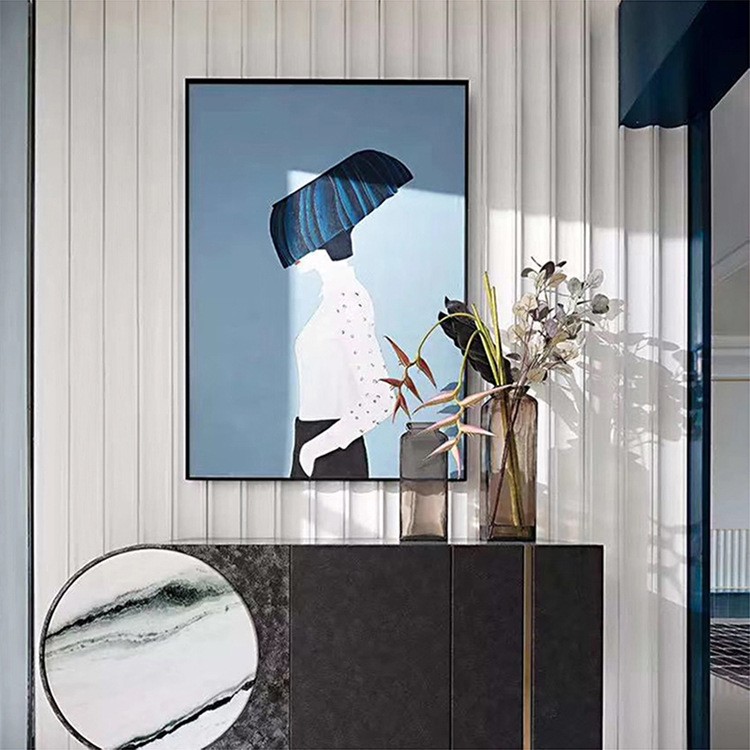 Modern light luxury Italian-style entrance hall, grand beauty decorative paintings, corridor murals, Nordic sofa background wall, living room hanging paintings detail image 12