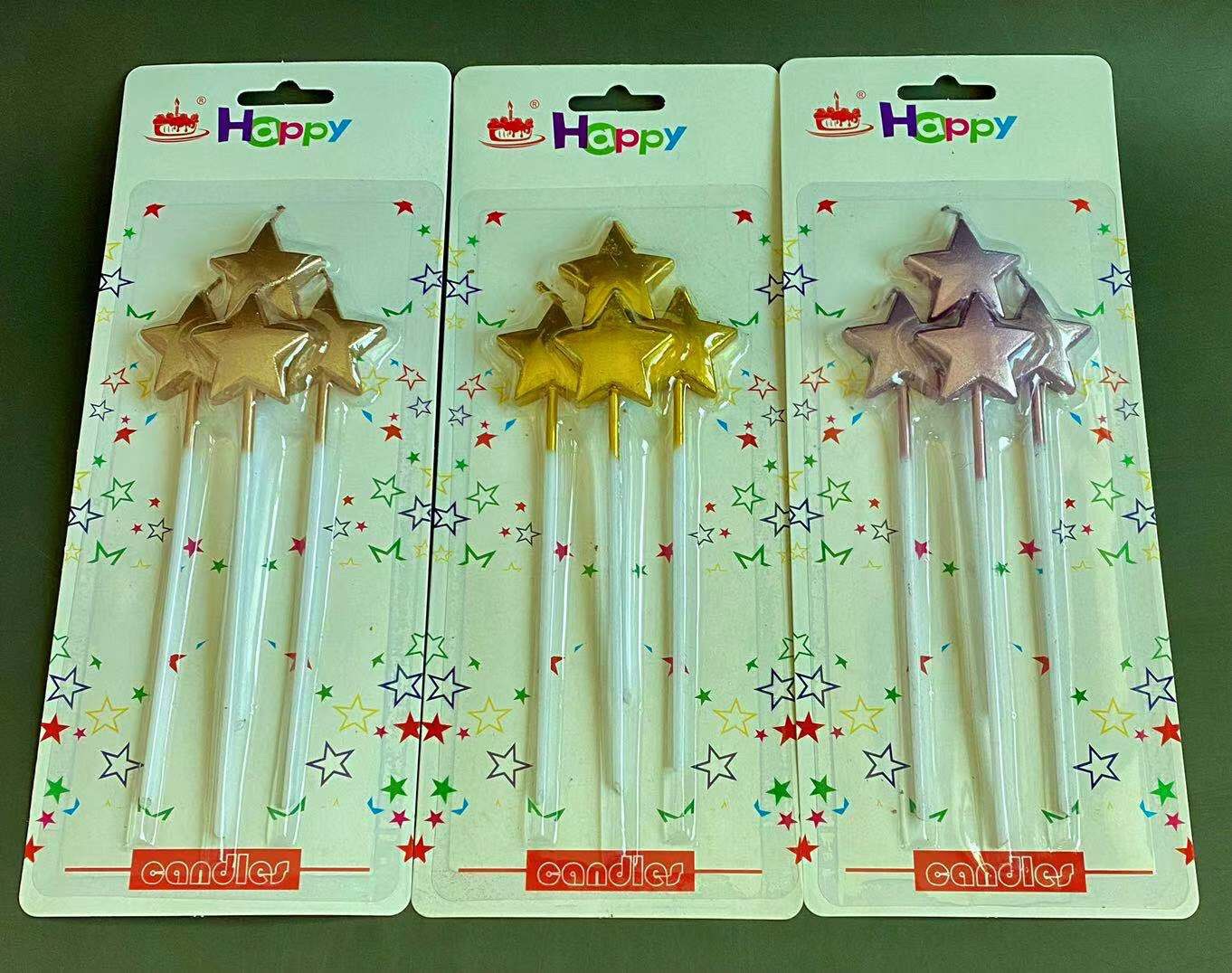 4pcs Electroplated Candle Pentagram Birthday Candle Party Supplies Wholesale 01 full figure