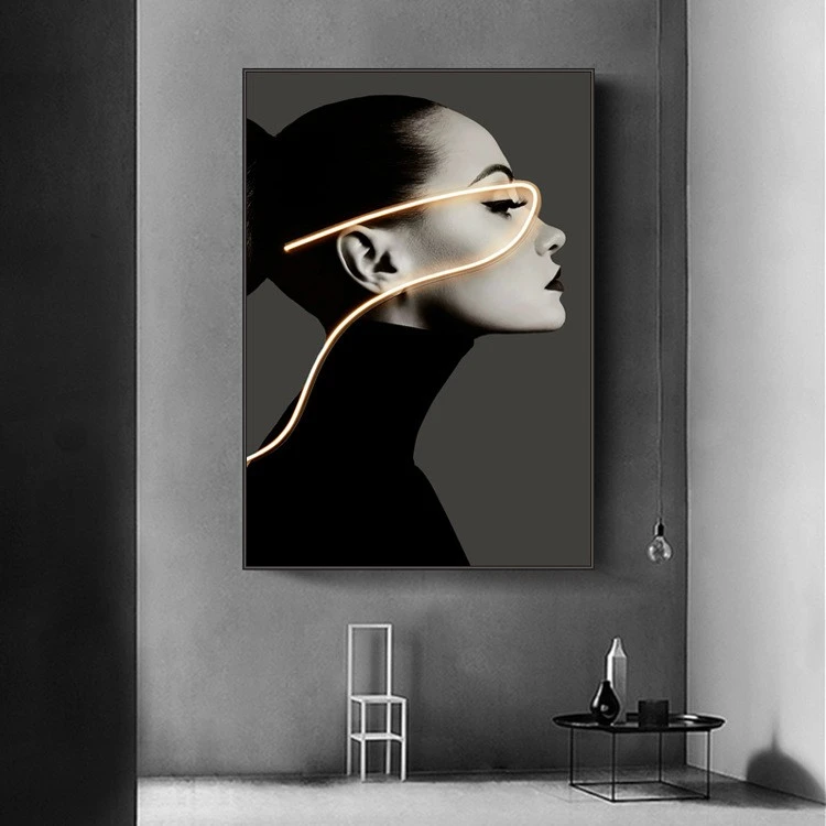 Modern light luxury minimalist figure wall paintings, large-sized decorative paintings for modern living rooms, industrial-style super-large floor-to-ceiling wall paintings detail image 8