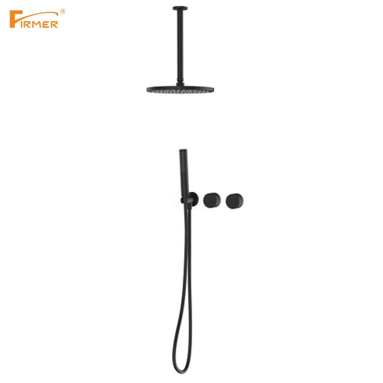 FIRMER high-end copper shower faucet for bathroom, gold and black concealed shower set