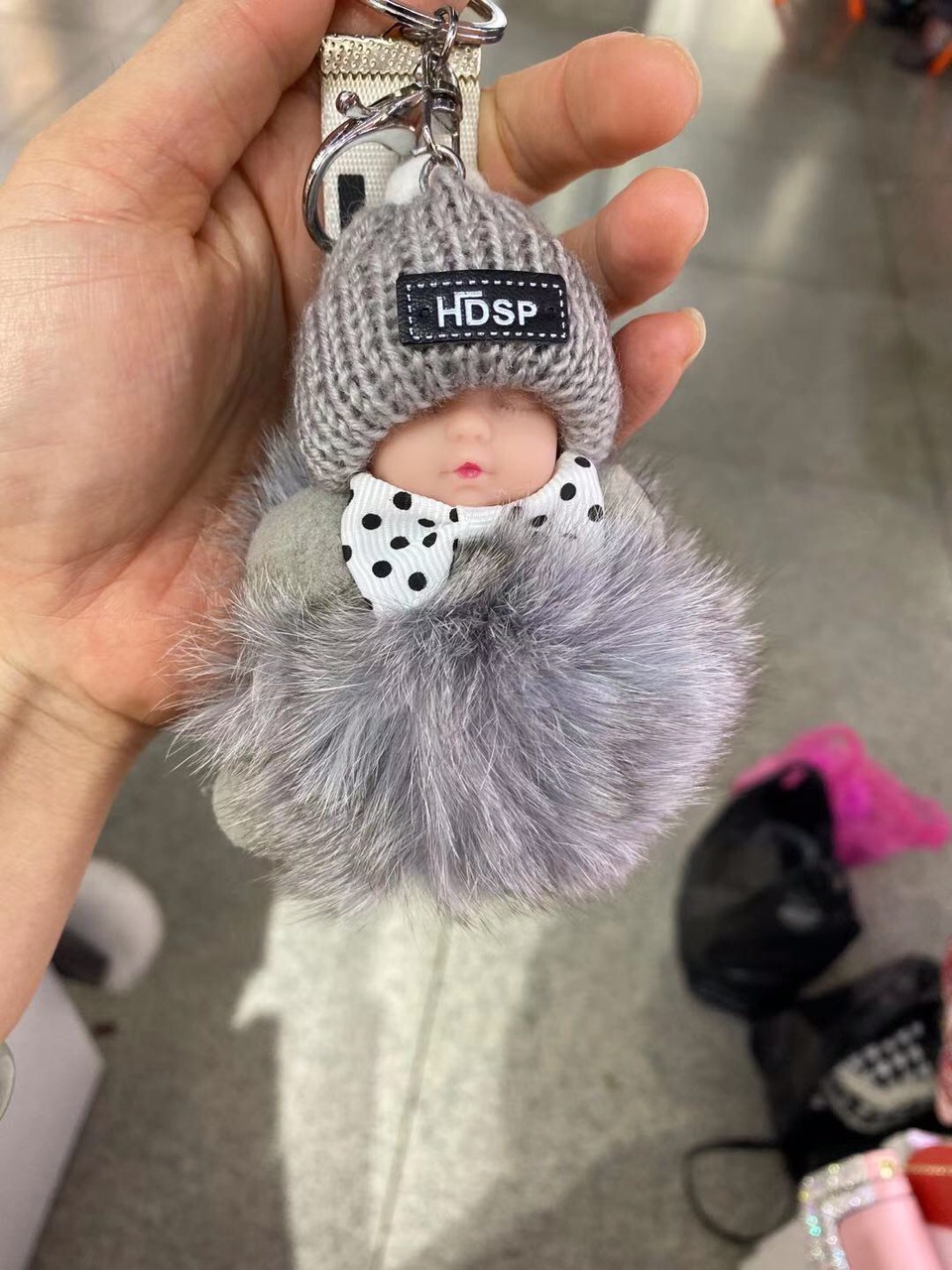 Korean version smiley face full of diamonds, colorful water diamond ball keychain, backpack pendant, car braided rope key chain, pendant, wholesale MAO MAO keychain