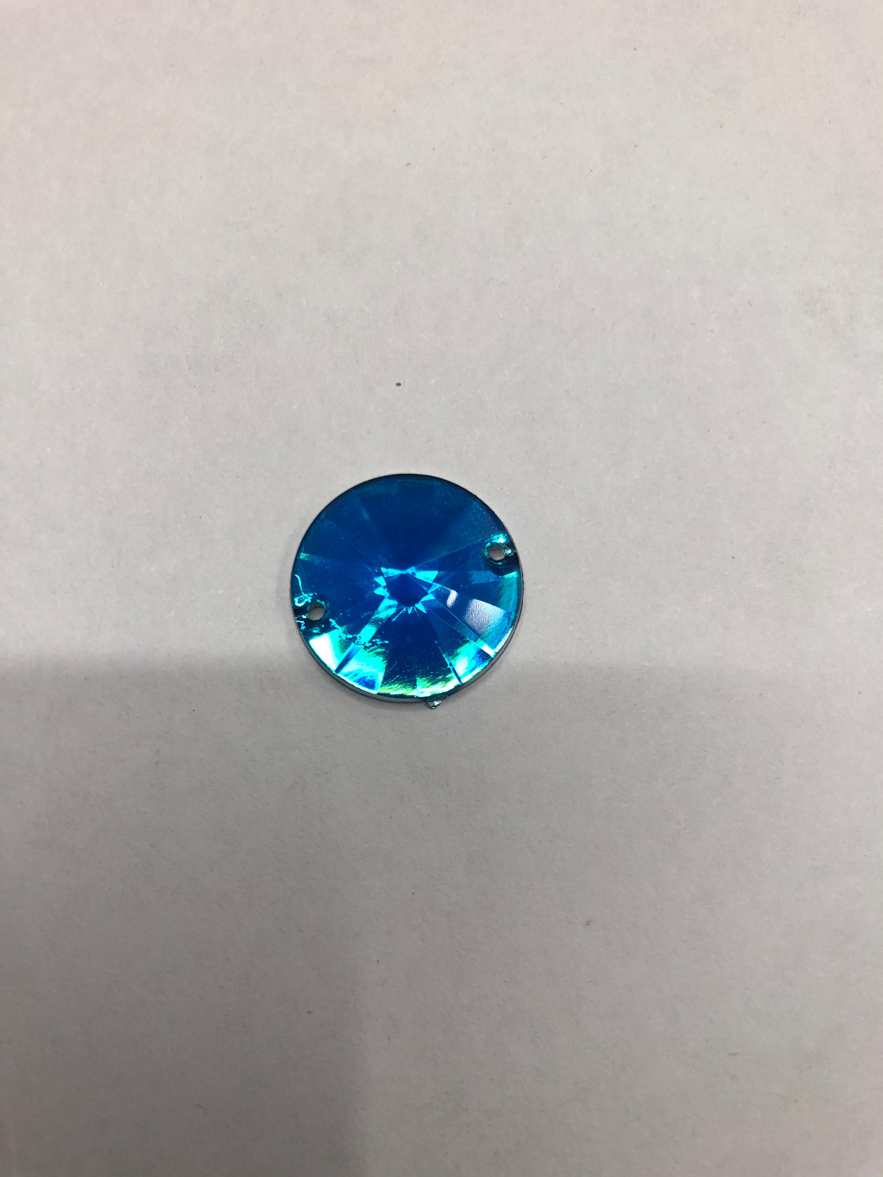 Aqua blue 18mm circular satellite surface double holes
