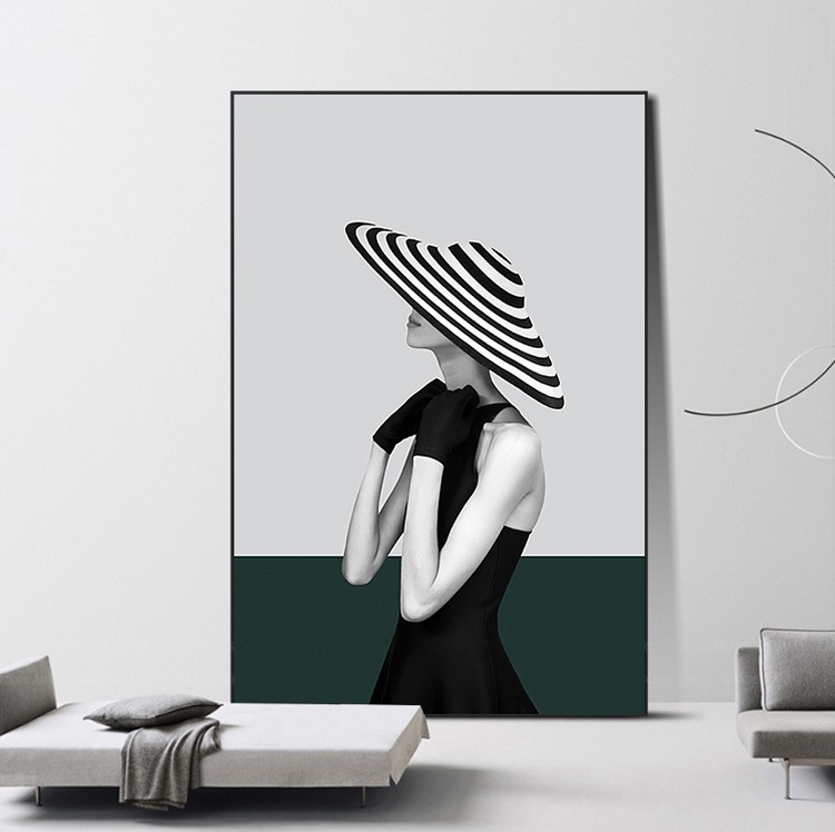 Modern light luxury Italian-style entrance hall, grand beauty decorative paintings, corridor murals, Nordic sofa background wall, living room hanging paintings detail image 8