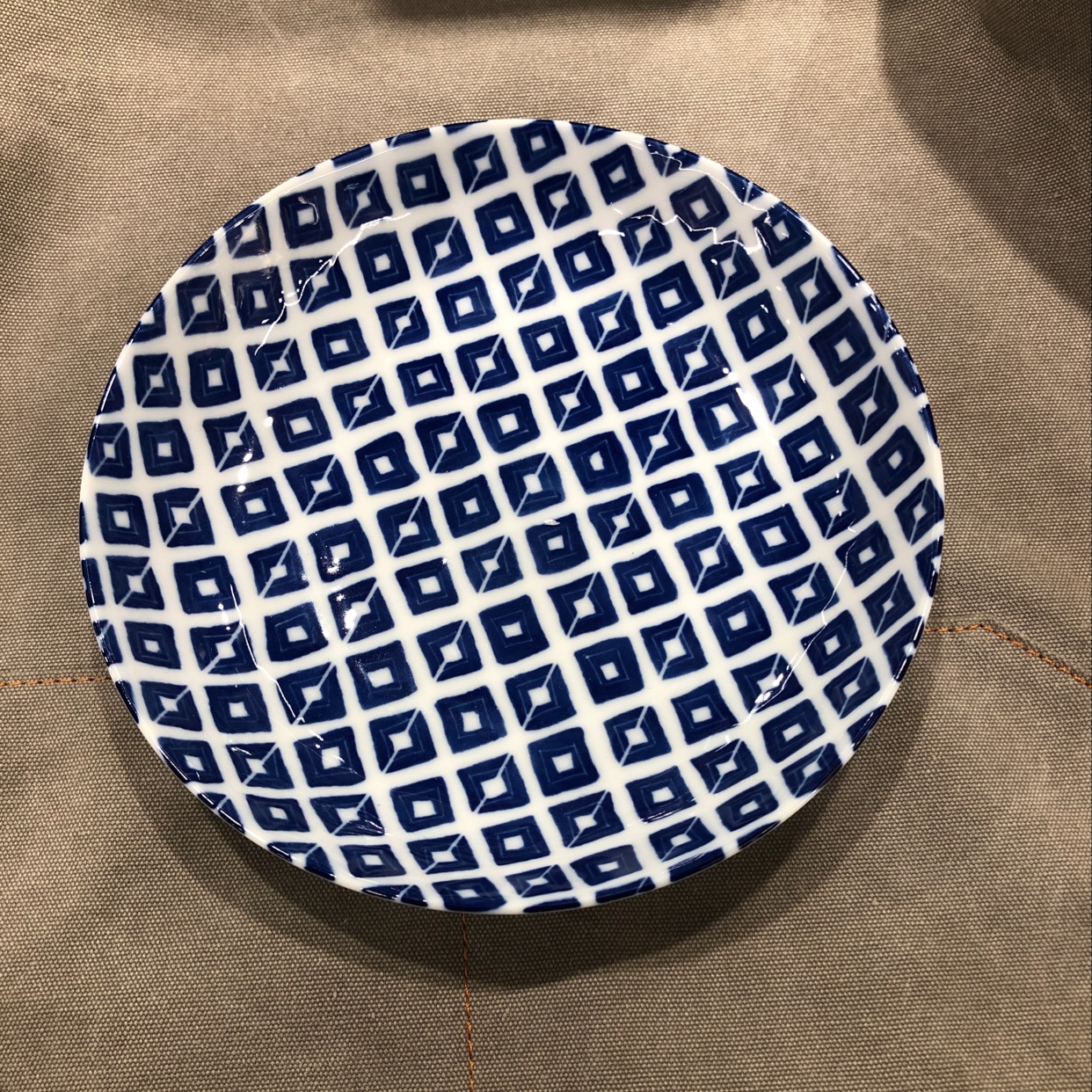 蓝白方格8.5英寸盘