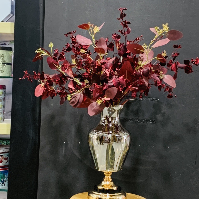 轻奢金色金属水晶玻璃花瓶 欧式样板房客厅餐桌台面装饰花瓶套装高34cm