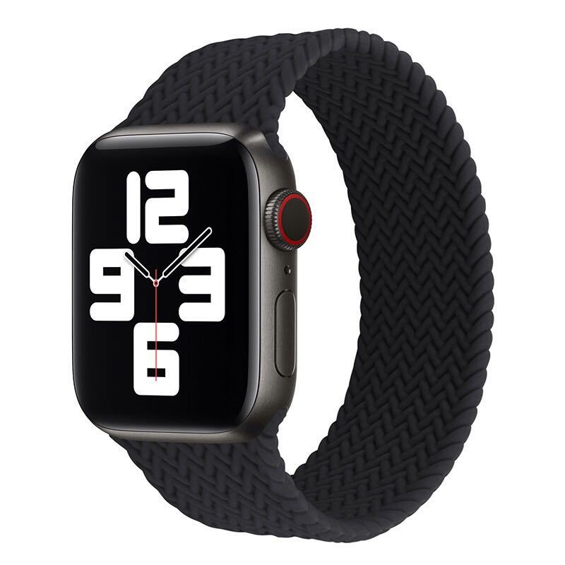 新款编织弹力硅胶腕带 苹果单圈针织表带适用apple watch表带爆款详情图2