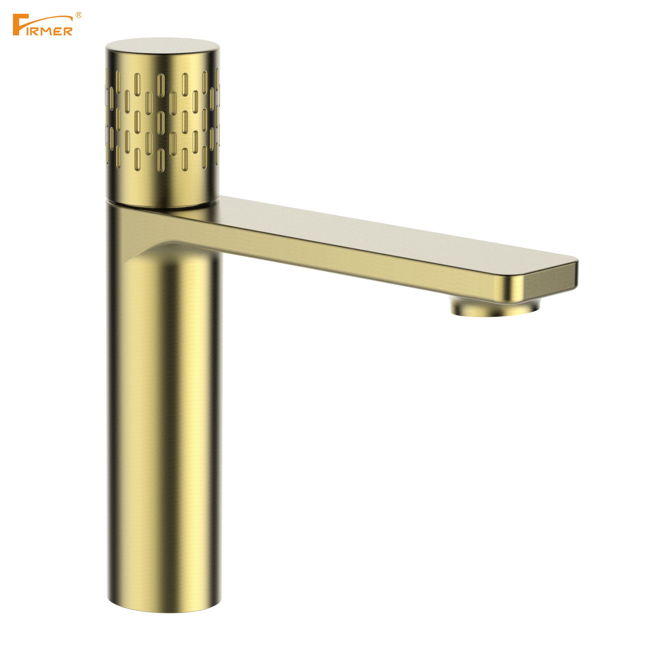 Firmer's Latest High-End Hotel Villa Bathroom Golden Copper High Washbasin Faucet Application Scenario