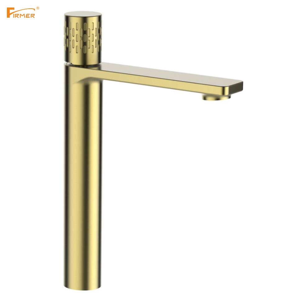 Firmer's Latest High-End Hotel Villa Bathroom Golden Copper High Washbasin Faucet