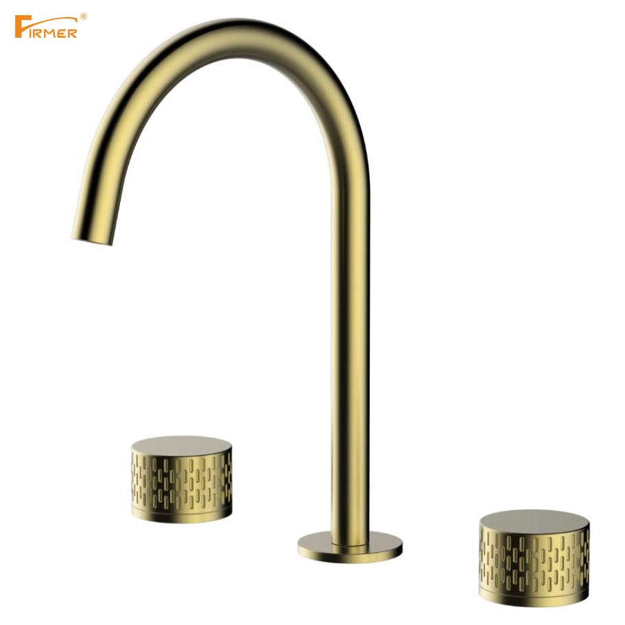 FIRMER light luxury style new bathroom bathroom gold black copper two-handed wheel kitchen faucet full figure