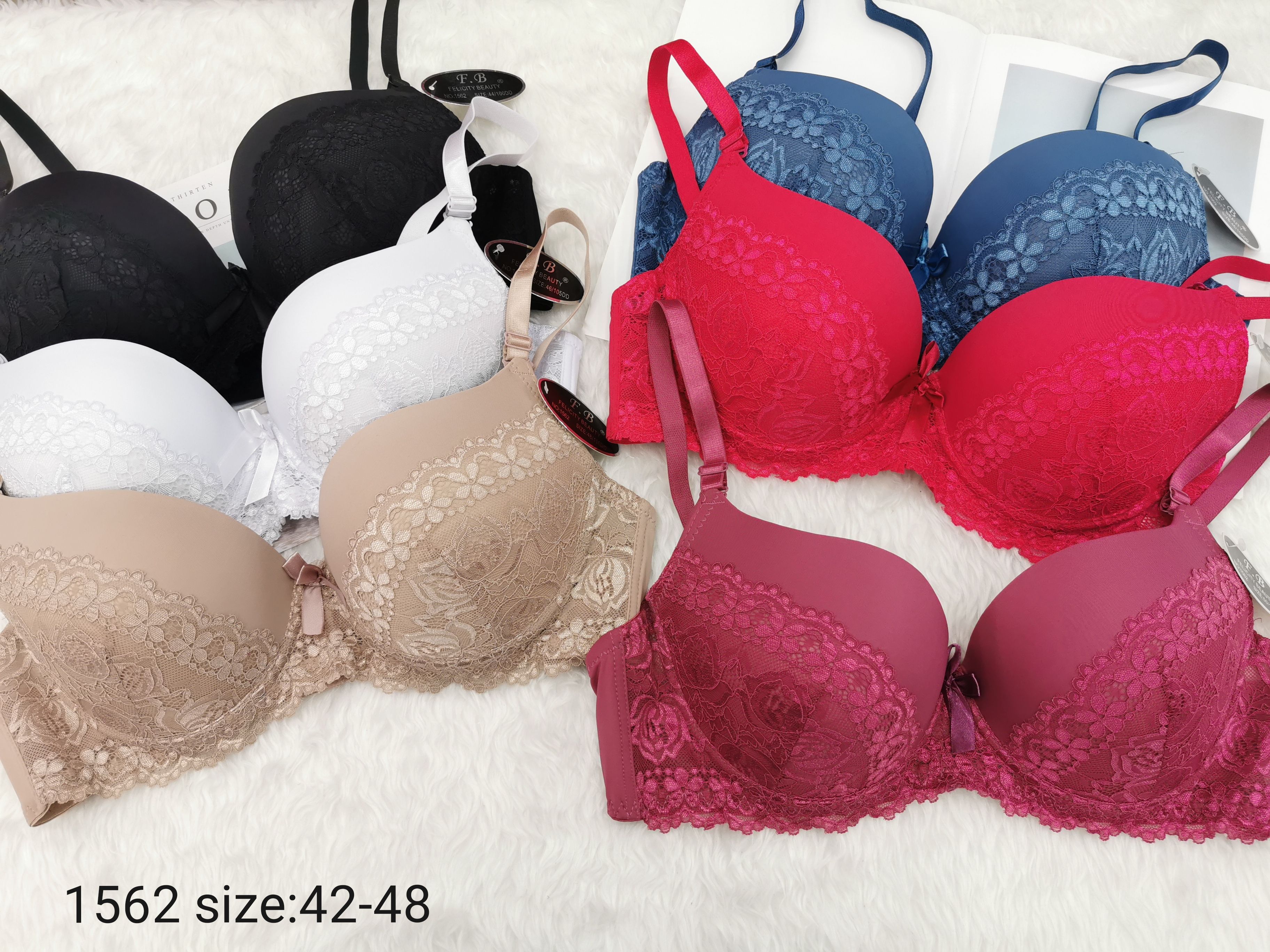 Foreign Trade Bra Sexy Lace Large Cup Push-Up Adjustment Bra Sexy Lace Sponge-Free Ultra-Thin Bra