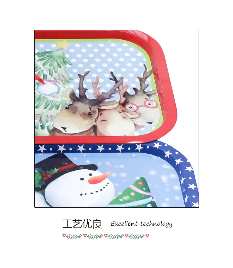 圣诞创意马口铁长盘水果点心盘儿童卡通餐盘托盘详情图6