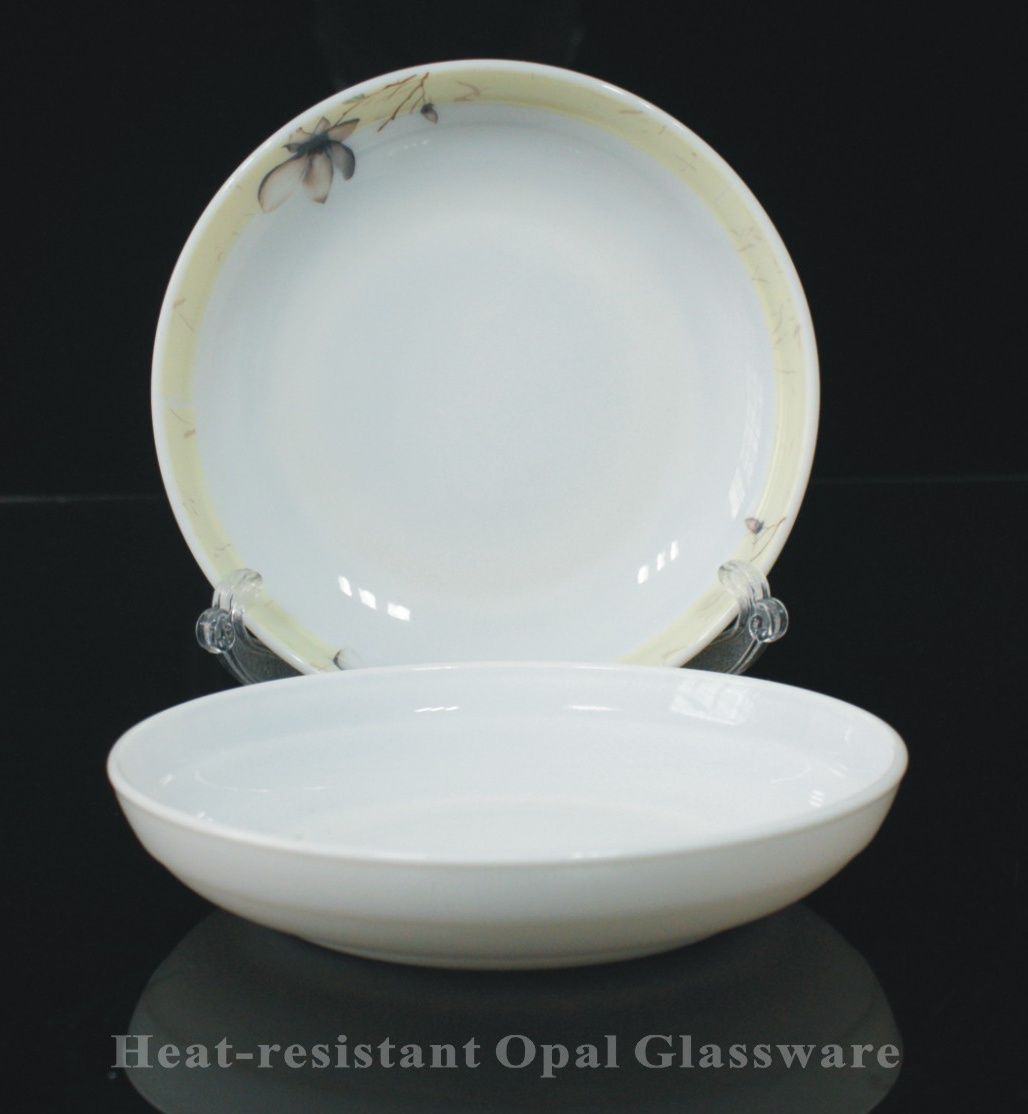 10寸浅碗玻璃碗白玉玻璃浅盘义乌好货-QW100细节图