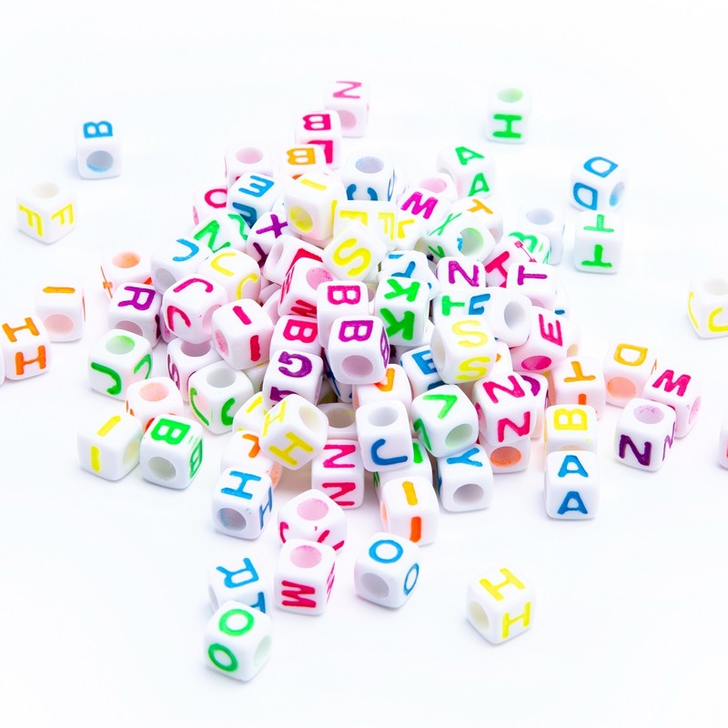 亚克力字母珠子7MM方形白底荧光详情图2