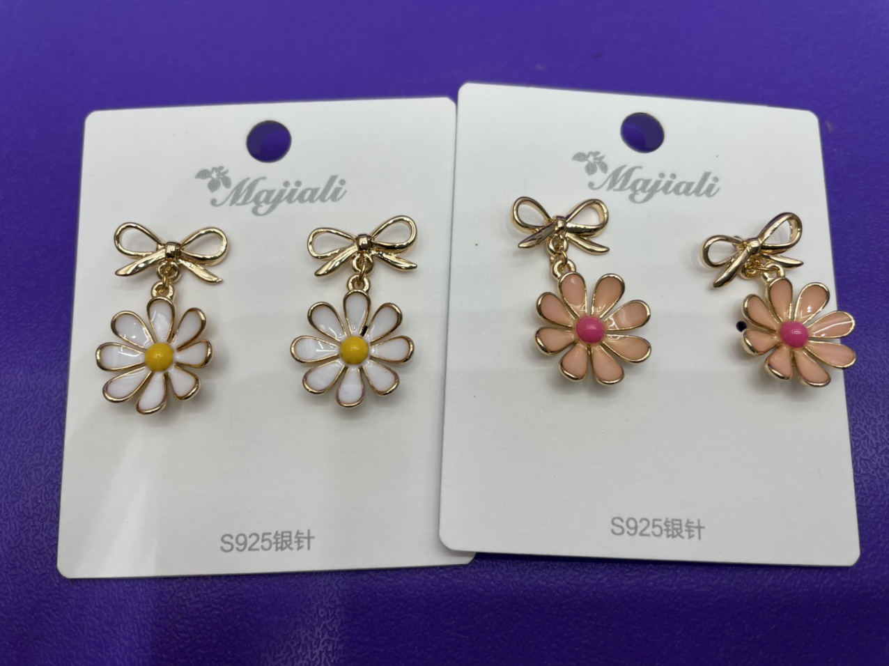 Korean Bow Flower Drop Earrings