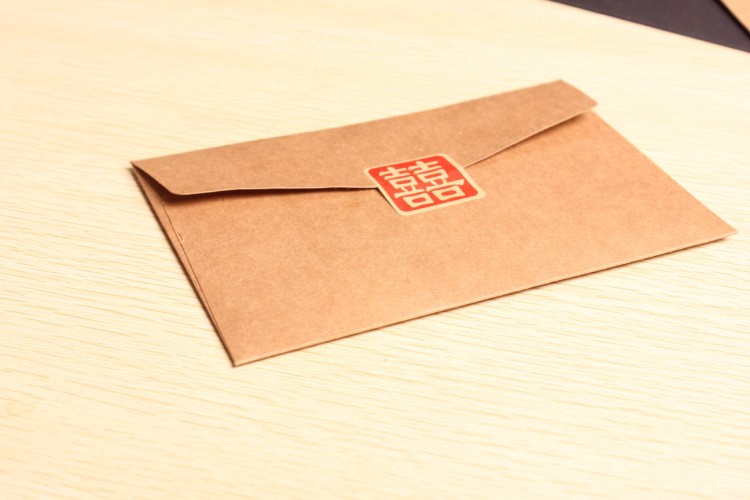 Vintage Wedding Sticker Kraft Paper Invitation Chinese Style Self-Adhesive Happy Word Small Envelope Mouth With Red Envelope Sealing Sticker Specification drawing