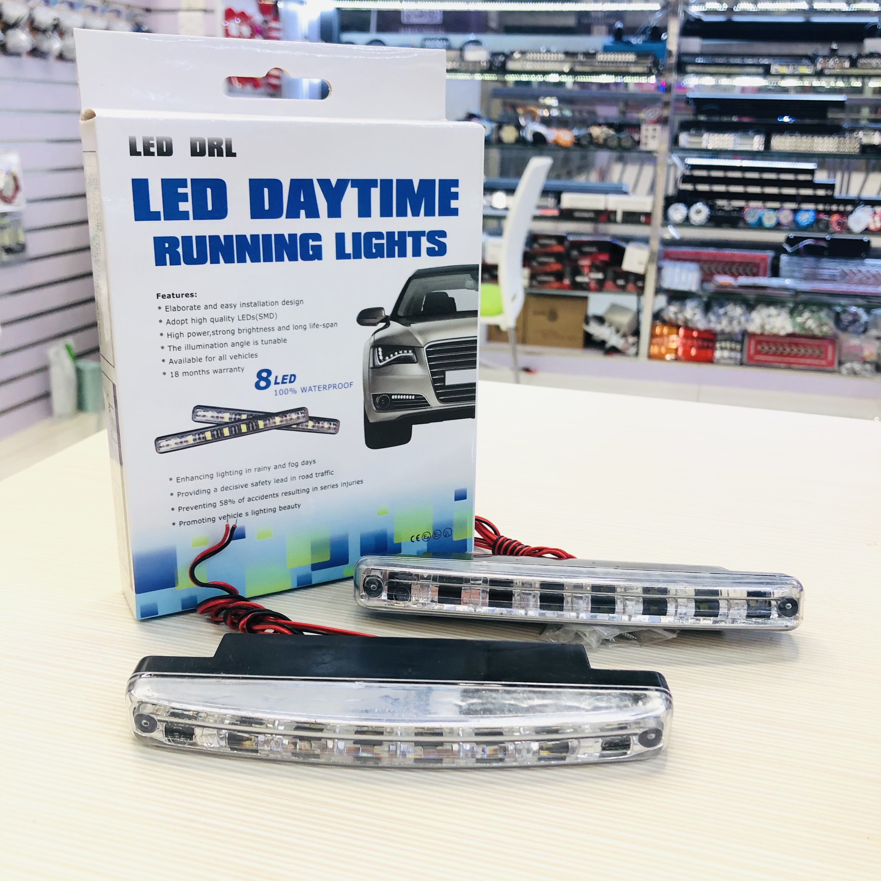 Car LED daytime running lights, ultra-bright 8-lamp driving lights, modified fog lights, decorative lights, white light undefined