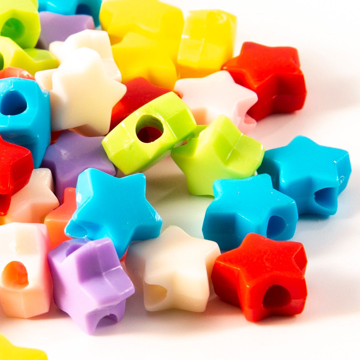 PS塑料珠子8X12MM五角星实色混色