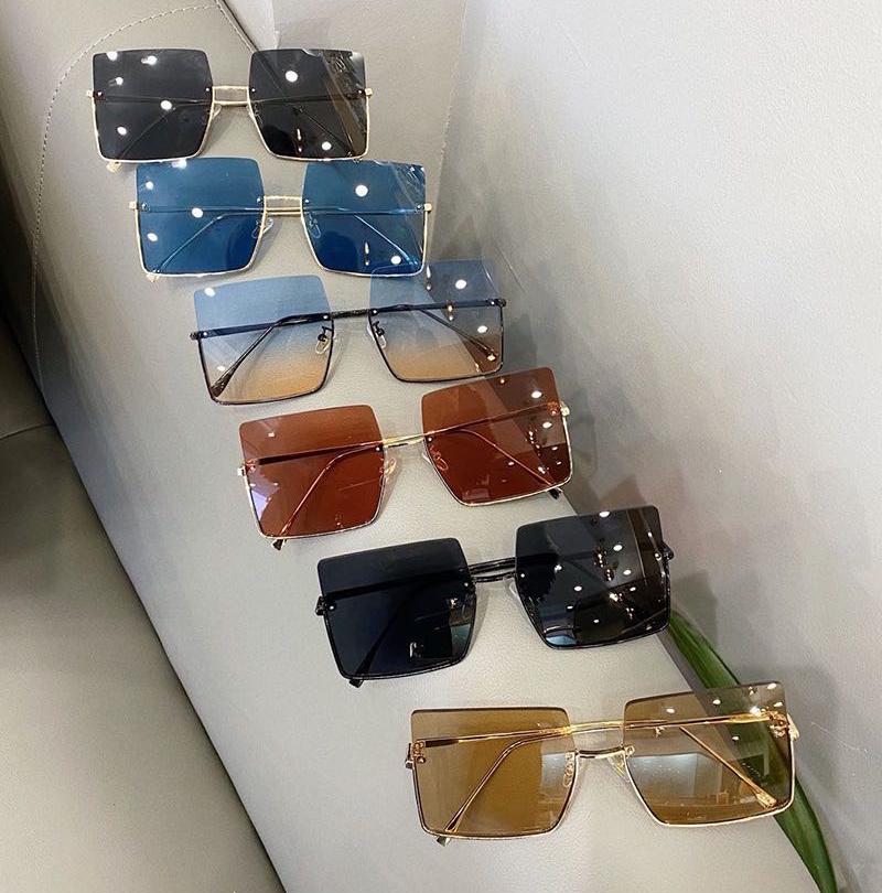 金属女款时尚方形太阳眼镜墨镜