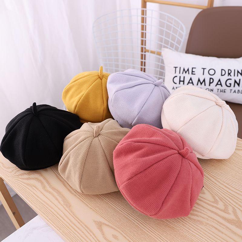 Children's Vintage Checked Beret Princess British Autumn/Winter Bud Hat Western Korean Hipster Baby Octagon Hat