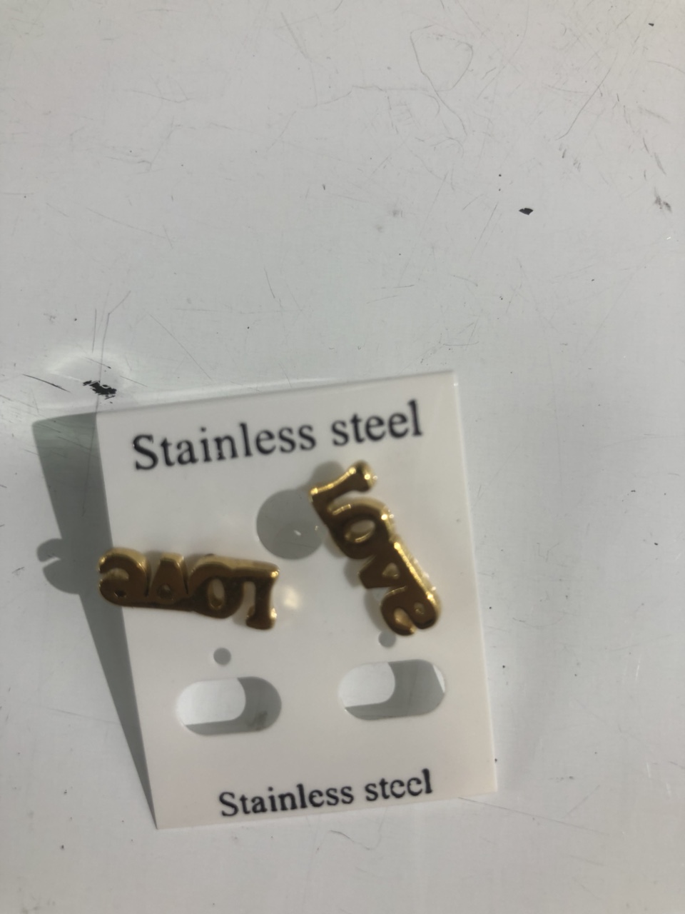 Love stainless steel stud earrings thumbnail