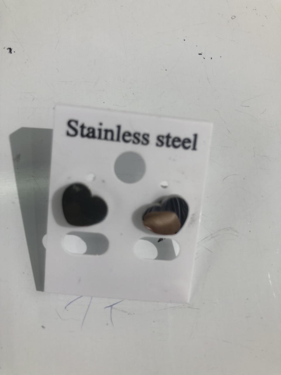 Love glossy stainless steel ear stud thumbnail