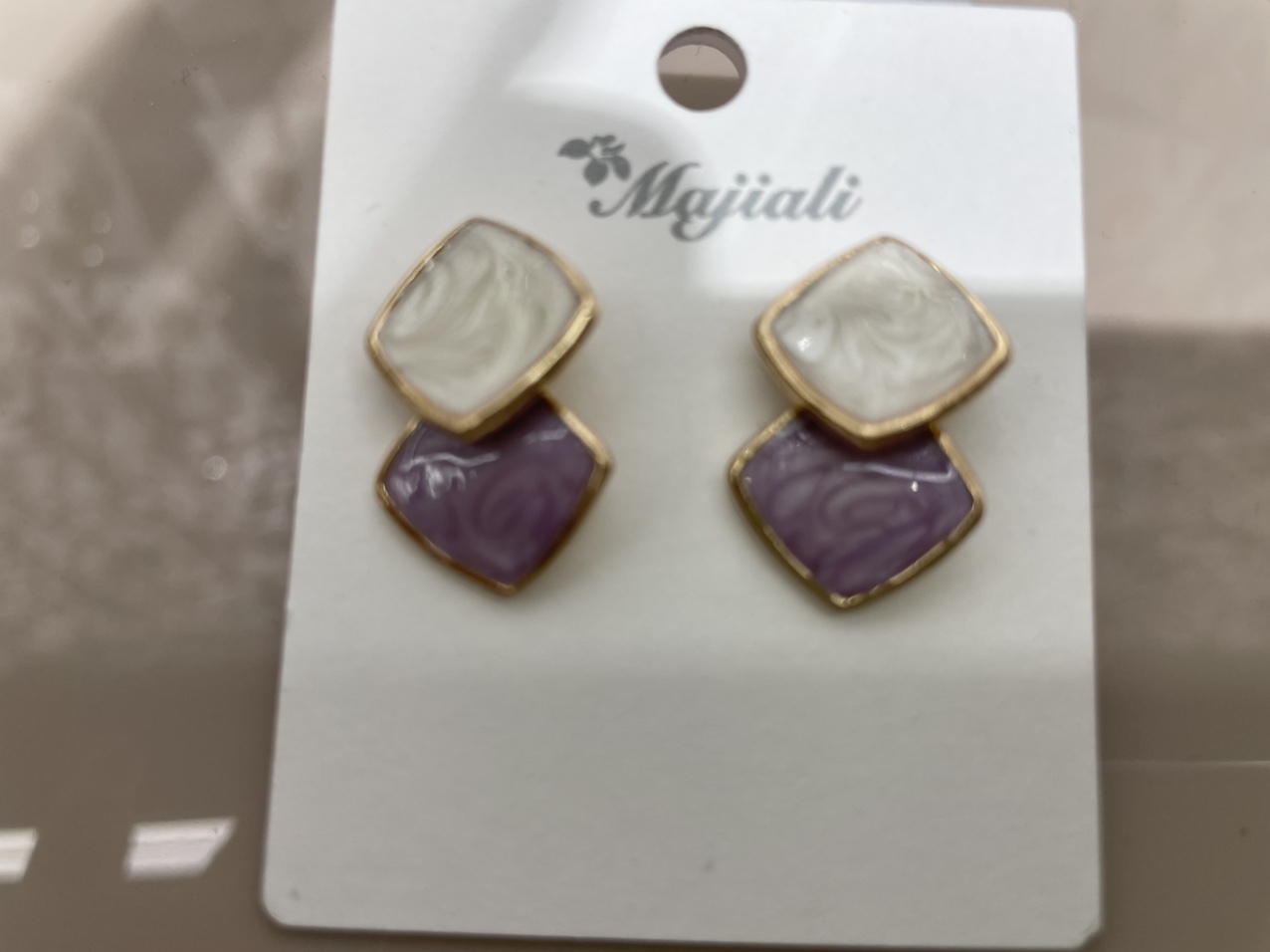Korean version of double diamond drop oil earrings thumbnail
