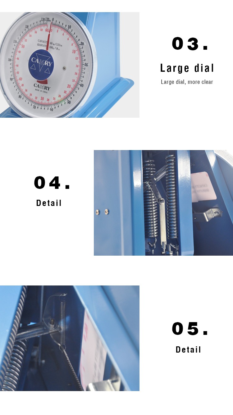 CAMRY Xiangshan SP-60 Degree Platform scale with stainless iron flat scale plate, mechanical spring scale platform scale, single and double scales, 60KG/LBS detail image 5