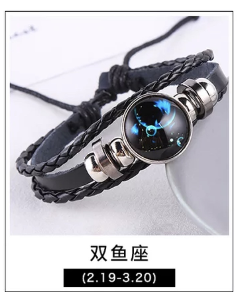 12星座夜光流行皮革手链详情图11
