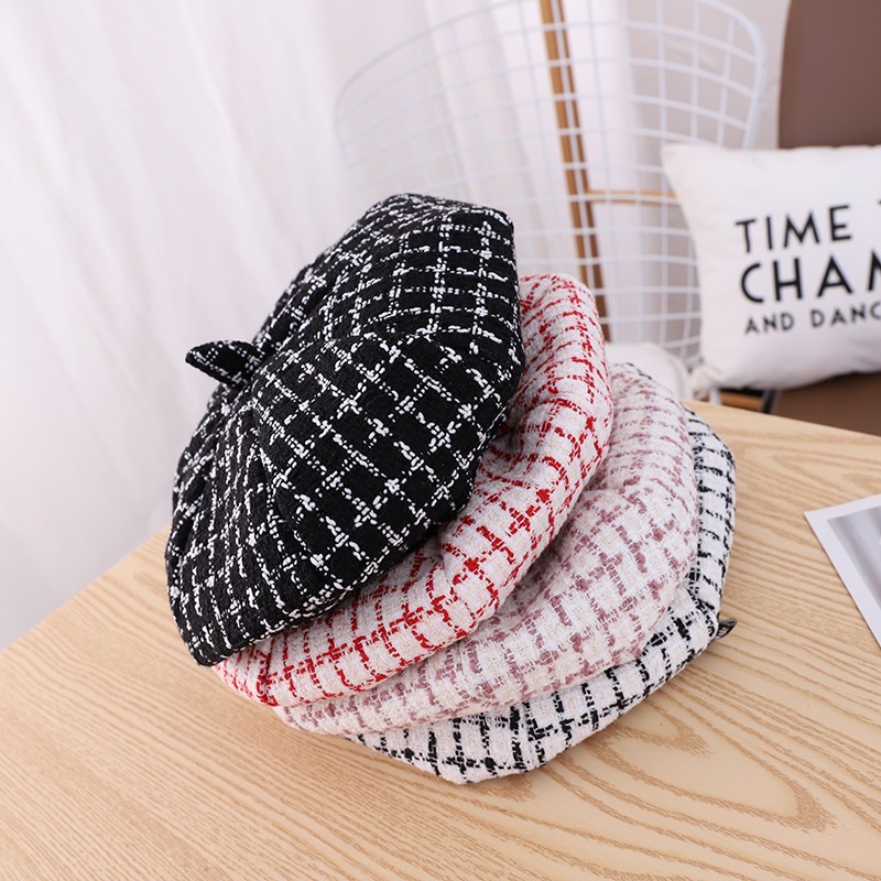 Children's Vintage Checked Beret Girl Princess British Autumn/Winter Bud Hat Foreign Korean Hipster Baby Octagon Hat Application Scenario