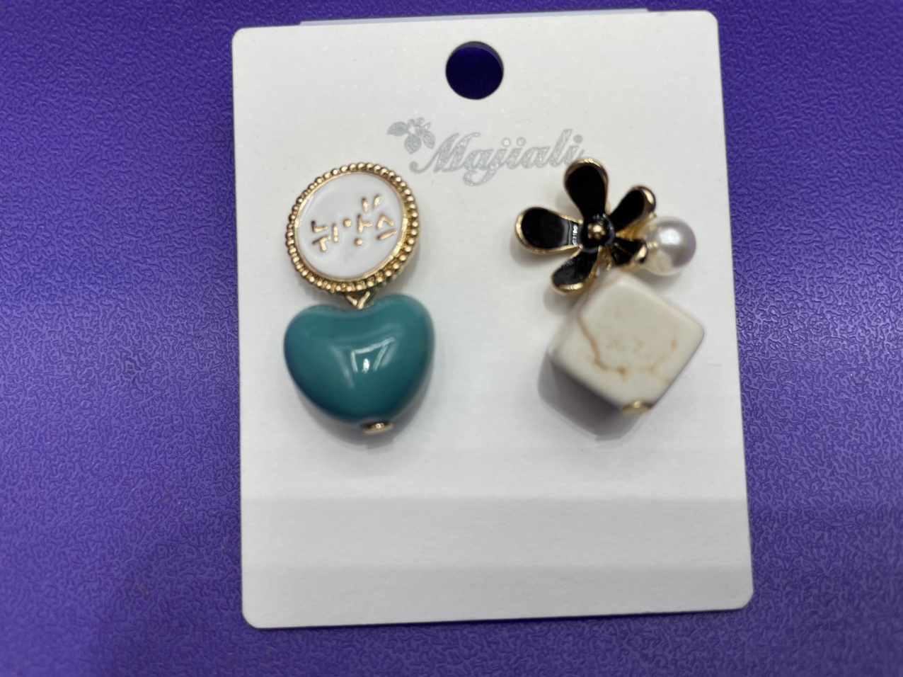 Korean Asymmetrical Love Flower Earrings