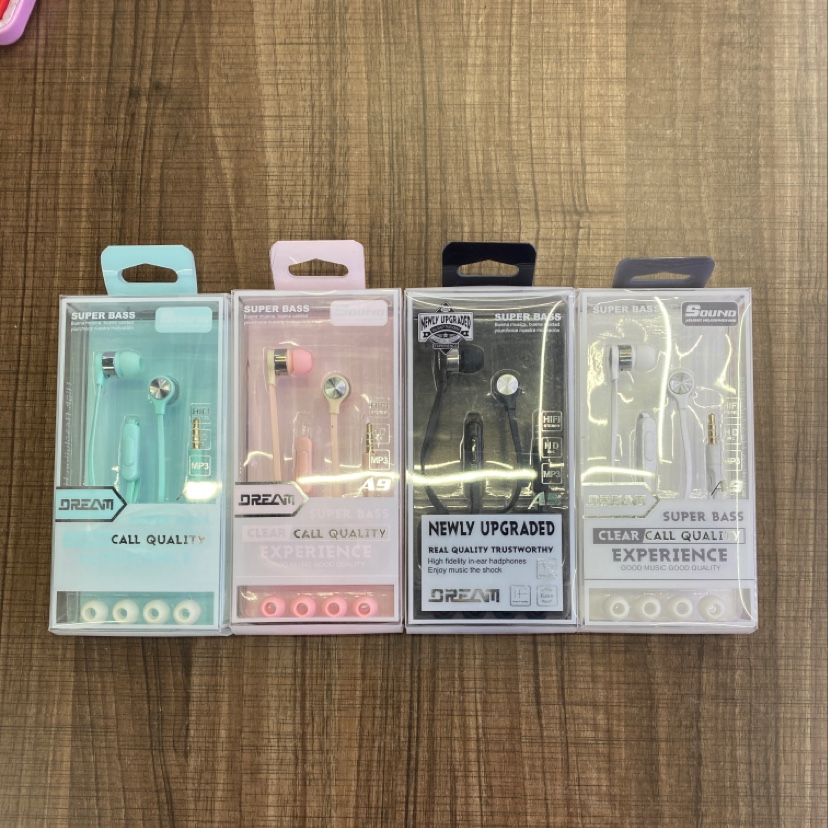 A9 flat wire headphones with microphone detail image 1