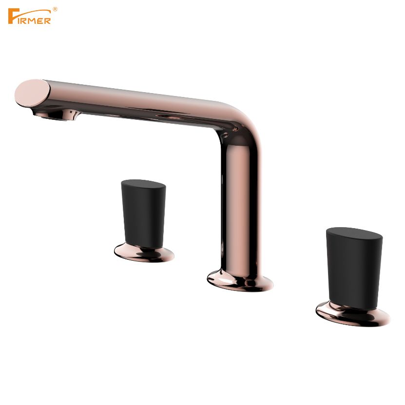 FIRMER's new rose gold two-hand wheel for hot and cold water, bathroom washbasin and kitchen faucet
