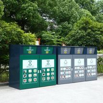 户外垃圾分类亭不锈钢垃圾桶宣传栏创意回收分类垃圾亭收集房