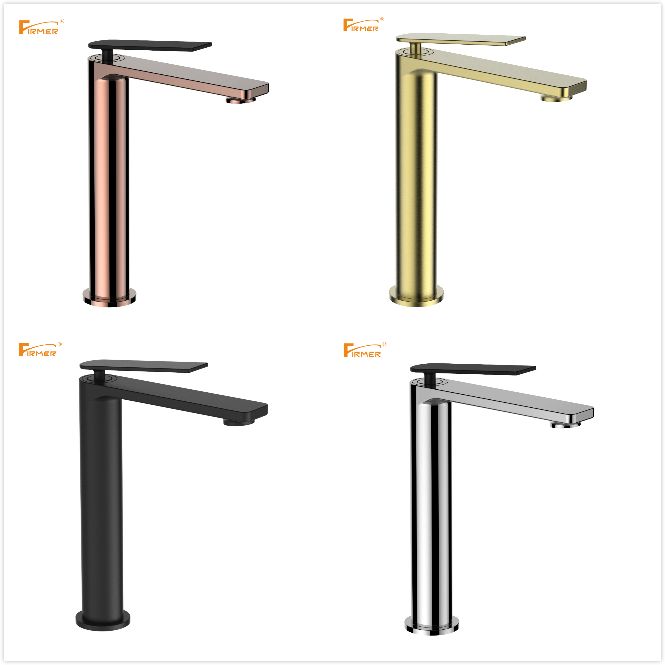 FIRMER's newly designed high copper sink faucet for hotel and villa bathrooms