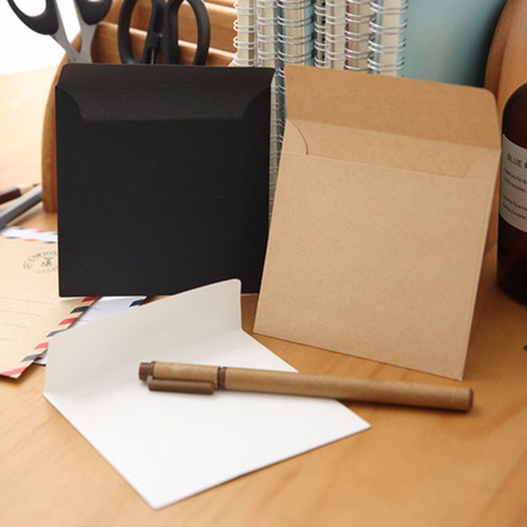 Brown Paper/Black Card/Beige Small Envelope Vintage Plain Invitation Card Envelope Plain Blank 10*10 Envelope details Picture