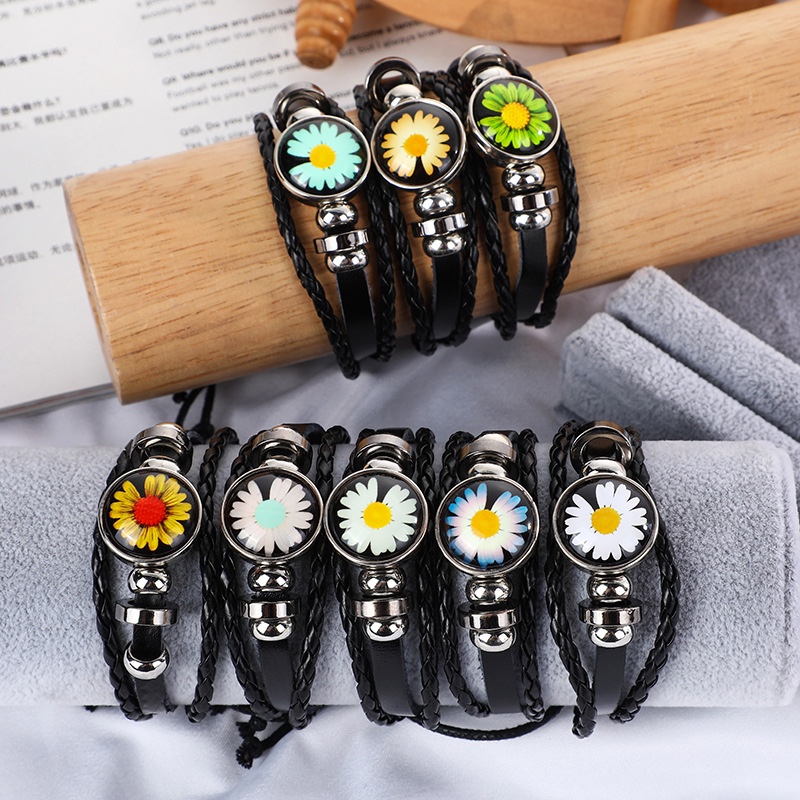 菊花夜光皮革手环