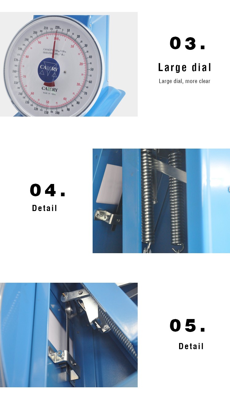 CAMRY Xiangshan SP-100 Degree Pan scale with stainless iron flat scale pan with handle mechanical spring scale platform scale single and double scale 100KG/LBS detail image 5