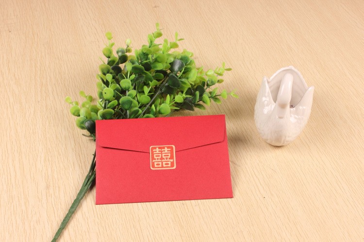 Vintage Wedding Sticker Kraft Paper Invitation Chinese Style Self-Adhesive Happy Word Small Envelope Mouth With Red Envelope Sealing Sticker undefined